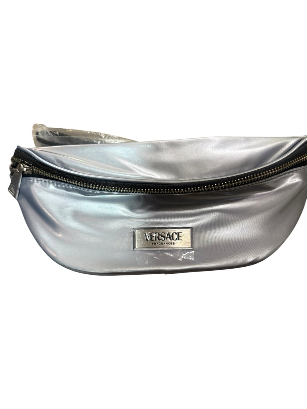 Versace Fragrances Silver Iridescent Crossbody Belt Bag